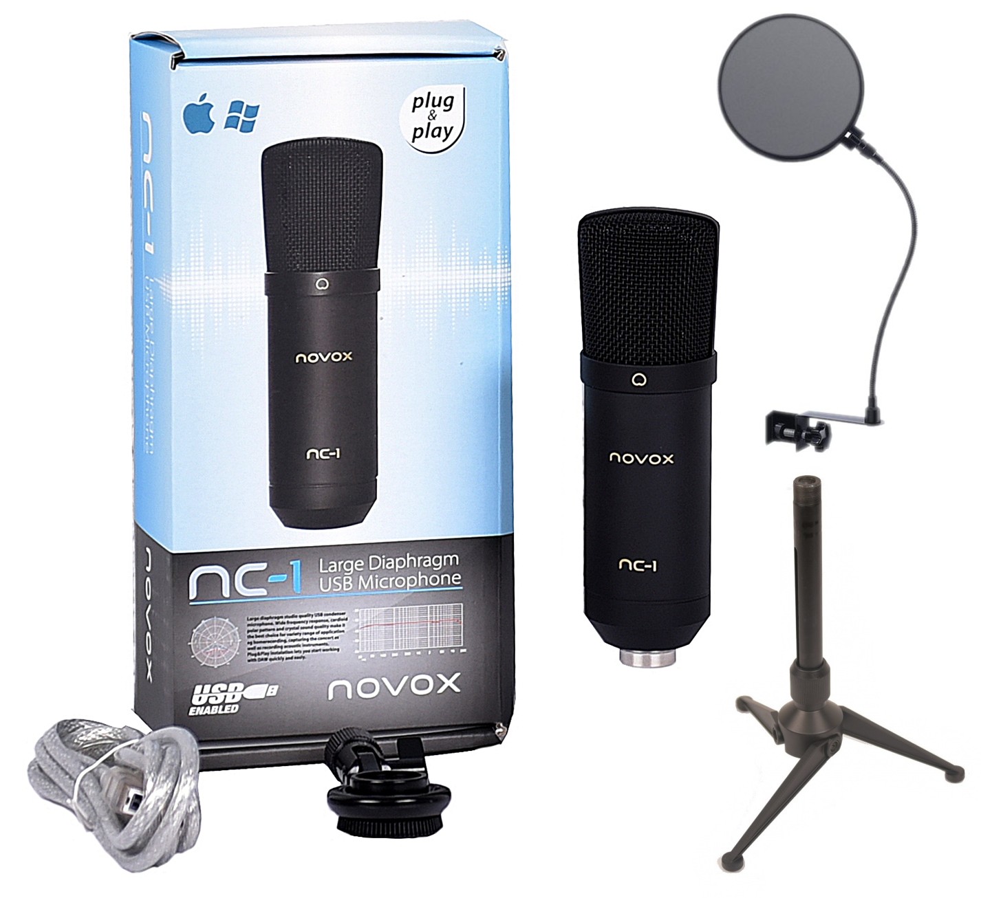 Novox Nc Bk Mikrofon Studyjny Usb Statyw Pop