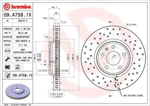 Brembo XTRA передние диски AUDI A4 B8 A5 Q5 320 мм - 3