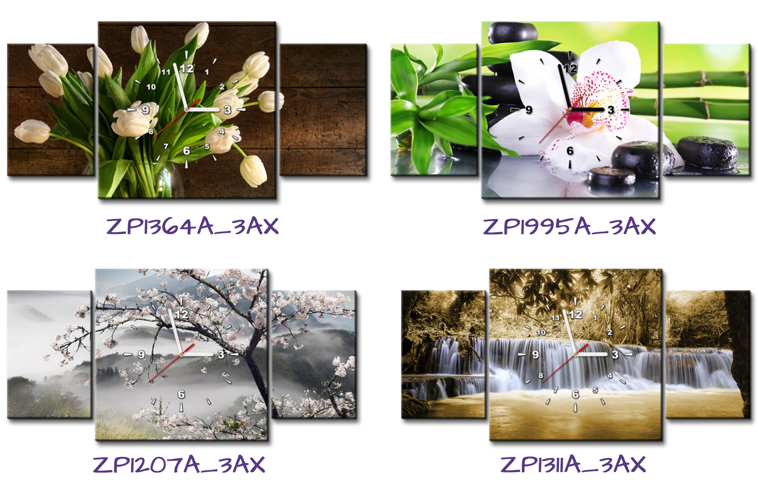 Zegar ścienny Różowy storczyk 80x40 SPA Kwiaty Materiał wykonania płótno