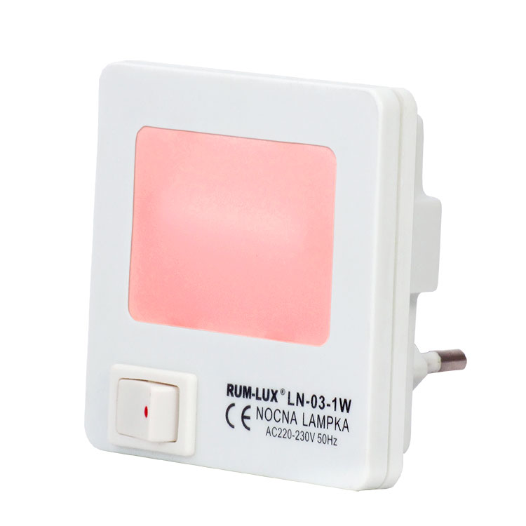 

Lampka nocna mini kwadrat 1,5W do gniazdka różowa
