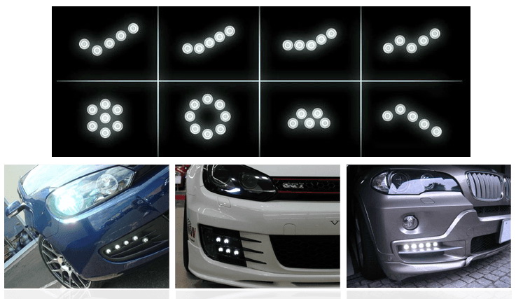 OCZKA SWIATLA DO JAZDY DZIENNEJ LED OKRAGLE MINI Voltage 12 V