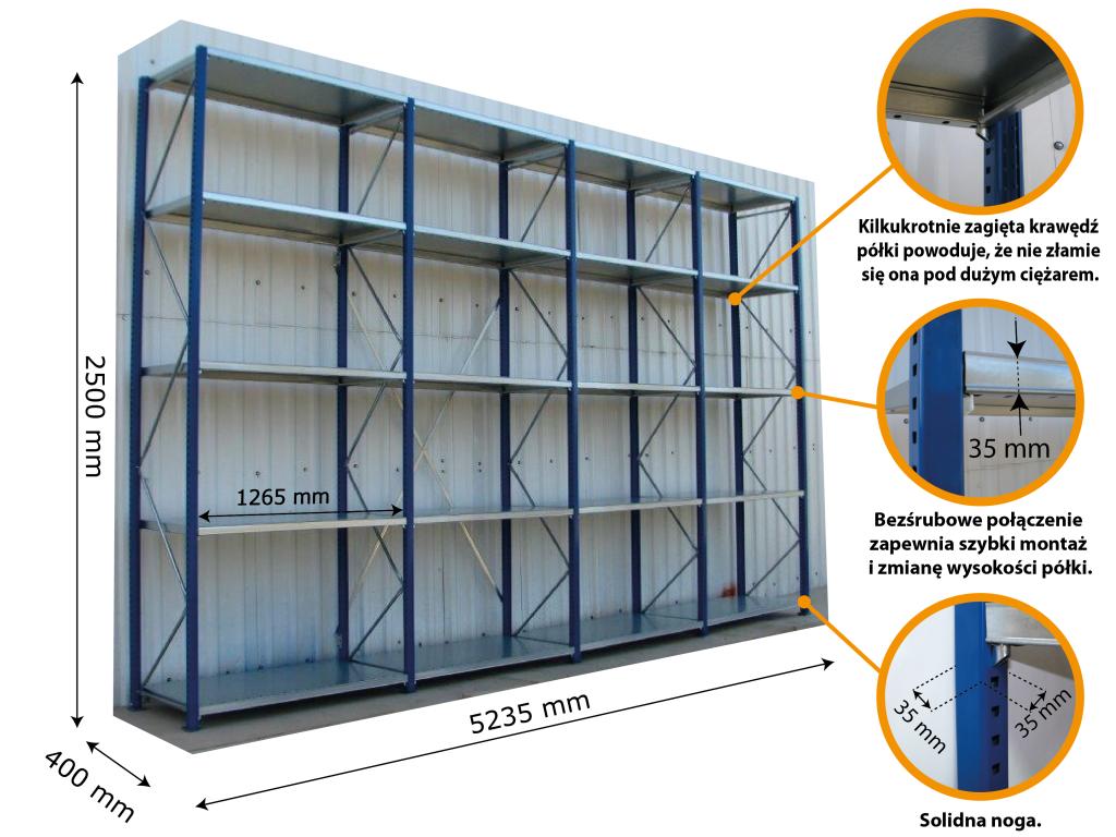 Regal magazynowy M9 Regaly polkowe 25 polek Producent code Regal polkowy M9