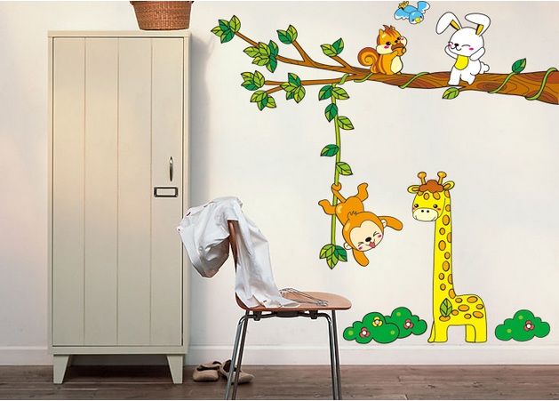 Наклейки на стены ЖИВОТНЫЕ ЖИРАФ ДЕРЕВО XXL