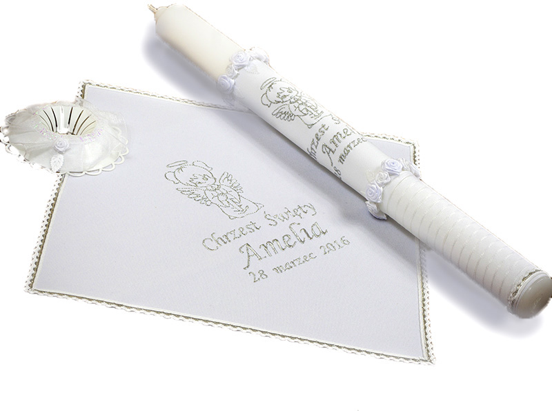 ДЛЯ КРЕЩЕНИЯ СВЕЧА И БЕЛАЯ SZATKA С ВЫШИВКОЙ !!!!!