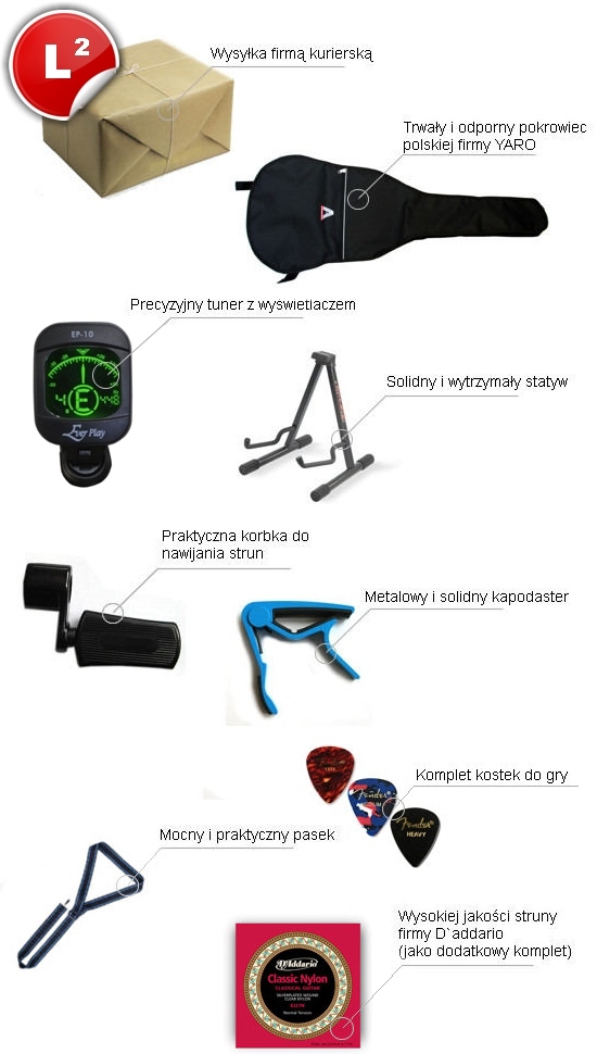 Gitara Klasyczna YAMAHA C-40 II 4/4 Pakiet L2 Kod producenta C40NT-BUNDLE