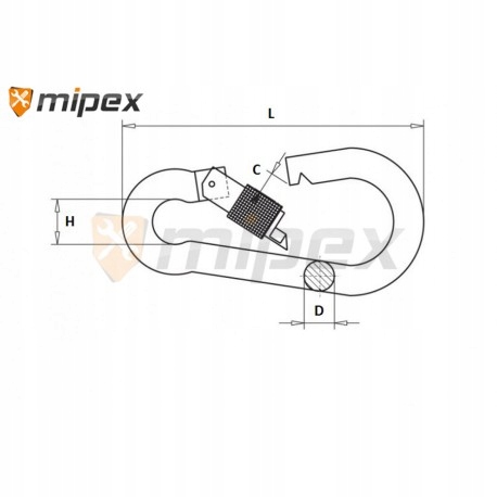 KARABIŃCZYKI KARABINEK KARABIŃCZYK DO LIN Z ZABEZPIECZENIEM HAK 10mm Kod producenta 0