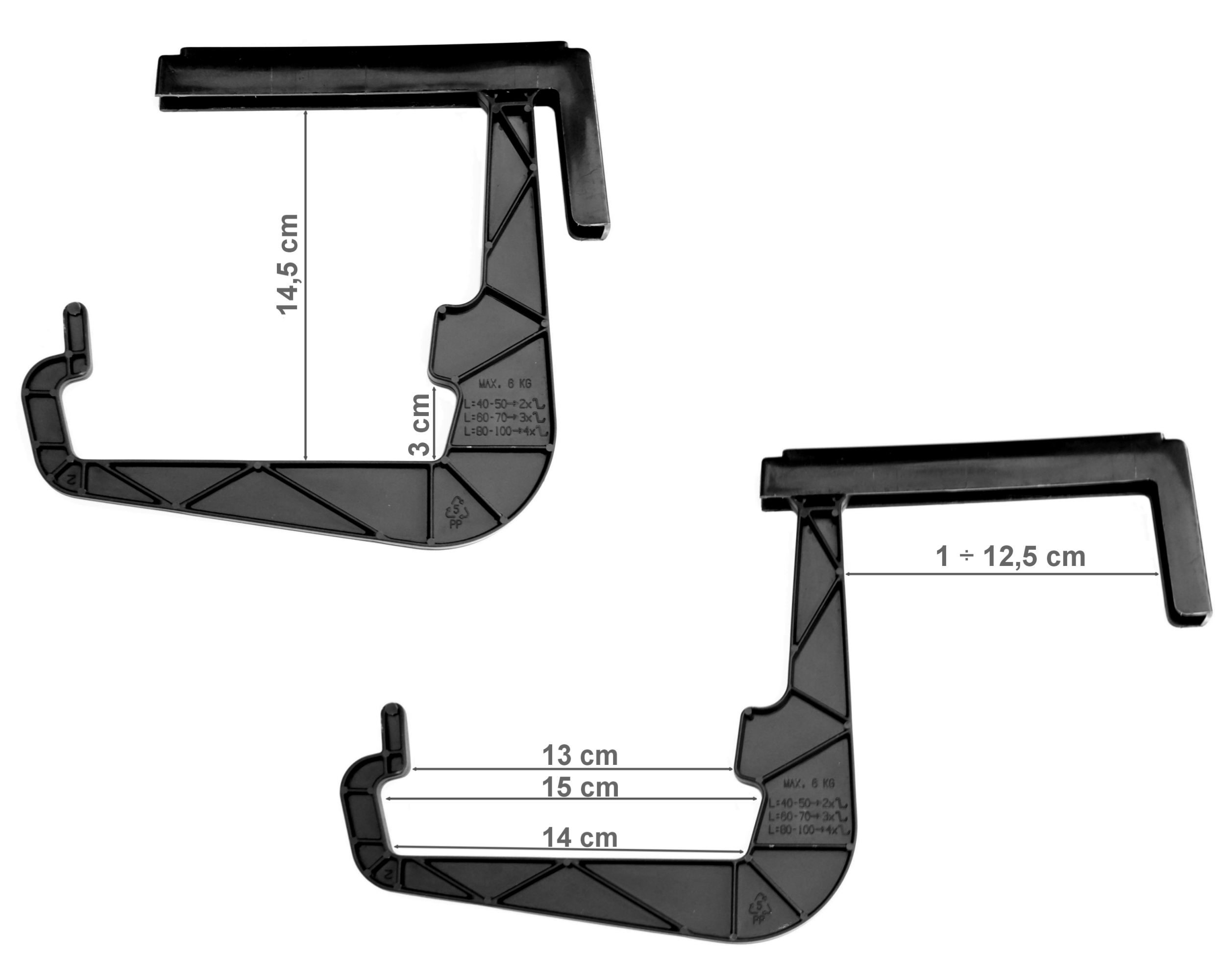 Uchwyt balkonowy HANGPLAST do doniczek Waga produktu z opakowaniem jednostkowym 0.3 kg