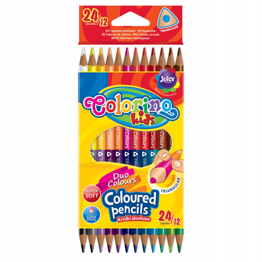 

Kredki trójkątne dwukolorowe 24 Colorino
