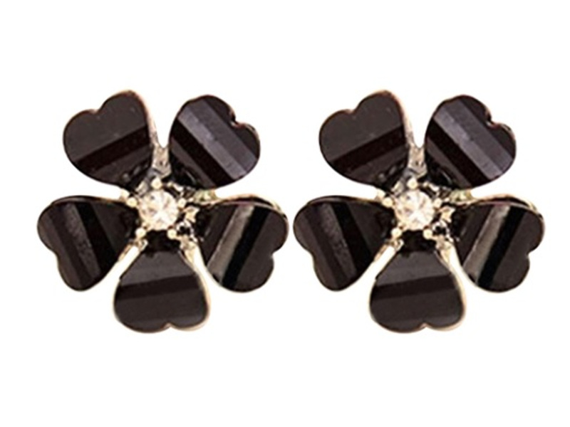 

Kolczyki Kwiatki Czarne Sztyft Stokrotki Wys 24HPL