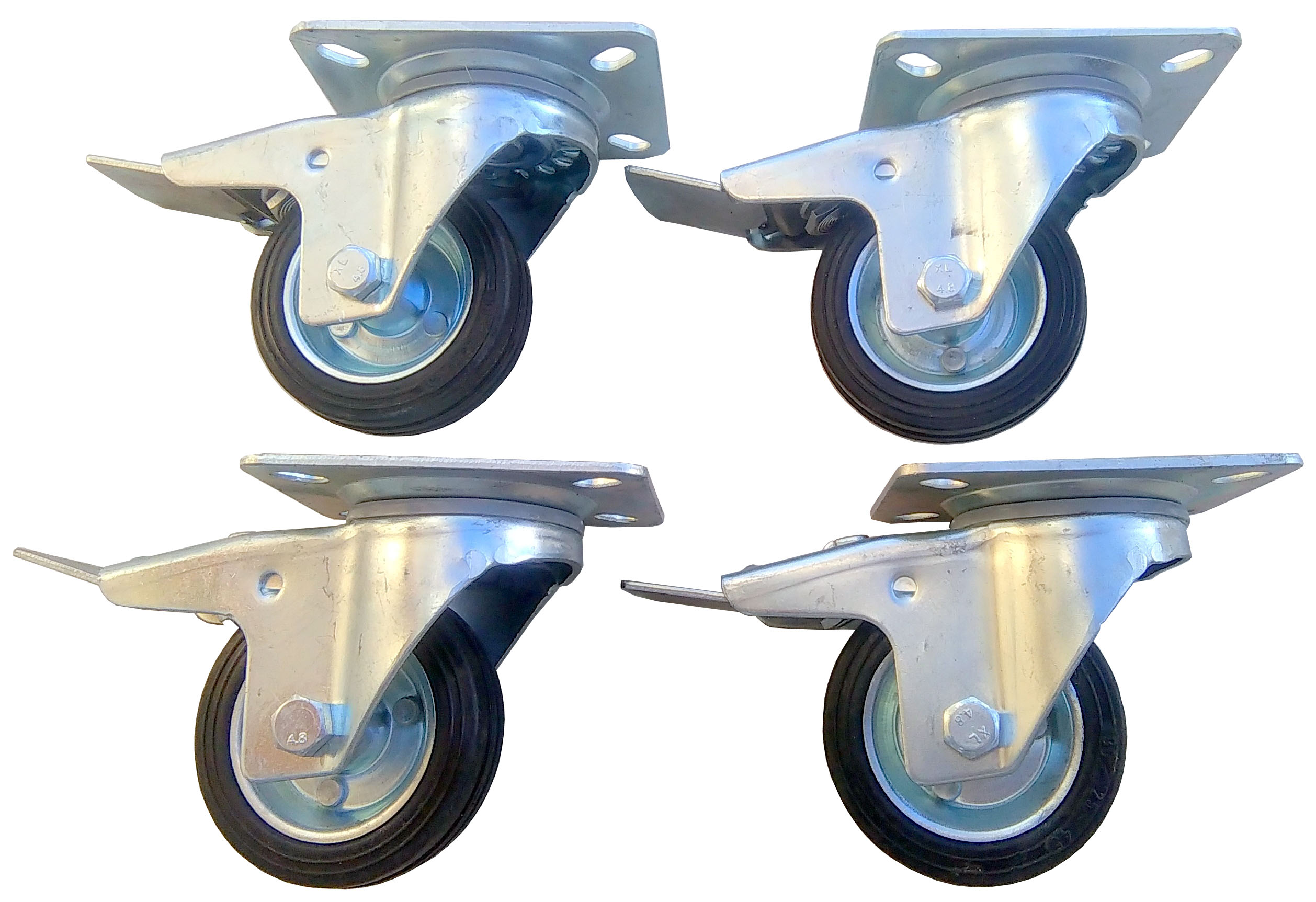 Sada 4 ks kol, kolečko 80 mm, 300 kg brzd