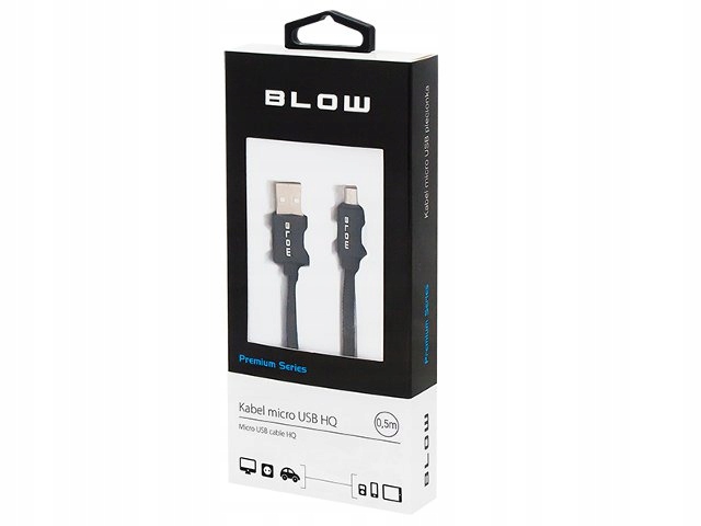 Kabel przewód USB - micro mikro USB 0,5m czarny Producent Poltech