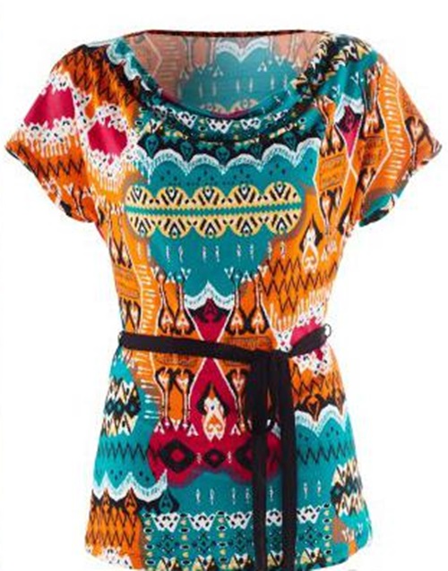

Bluzka Letnia Kolorowa z paskiem 36/38 Bella PS544