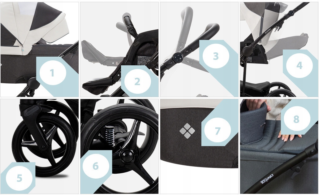 WÓZEK BEBETTO 2W1 TORINO SI 02 MIEDŹ I + AKCESORIA Typ siedziska Rozkładane