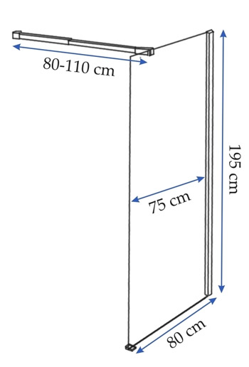 Sprchová stěna AERO 80x195 pochozí lehká - REA Kratší strana 80 cm