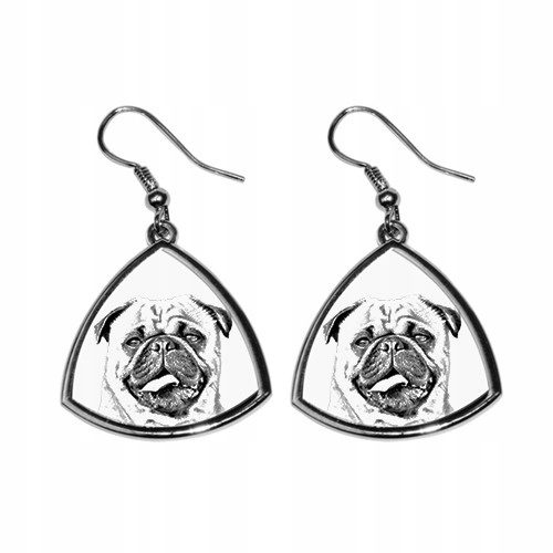 

Mops Pug Trójkątne kolczyki z nadrukiem, grafiką