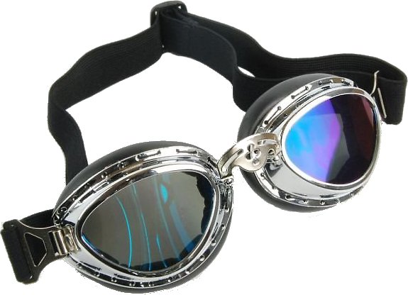 

Gogle motocyklowe retro weteran małe tęczowe chrom