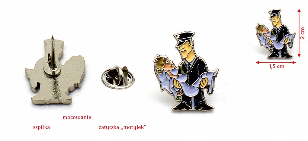 PIN Ślubny ŚLUB STRAŻAKA, elegancka przypinka PINS Marka Inna