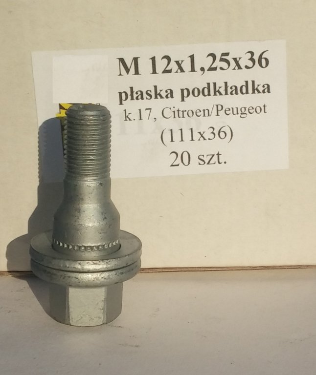 

Śruba 12x1,25x50 płaska podkładka klucz 17 Citroen
