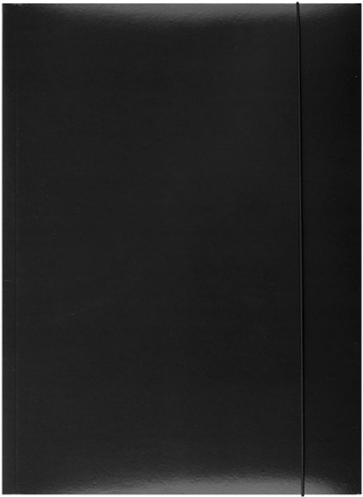 TECZKA NA DOKUMENTY A4 Z GUMKĄ, KARTONOWA, LAKIEROWANA, CZARNA