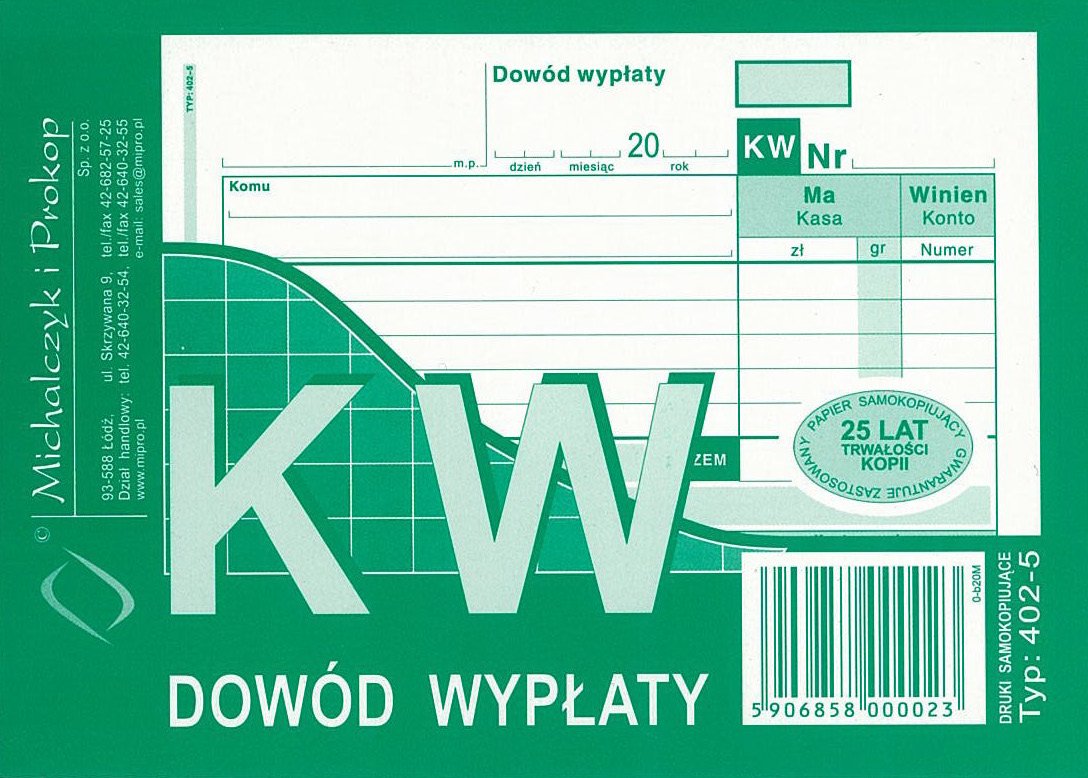 

Kw dowód wypłaty A6 Michalczyk 402-5 80k