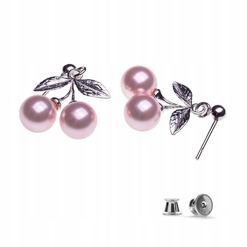 

Srebrne Kolczyki Wisienki z perłami Swarovski 8mm