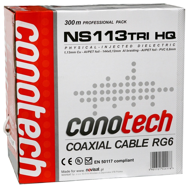 

Kabel antenowy NS113 Tri Hq Conotech - 1m na metry