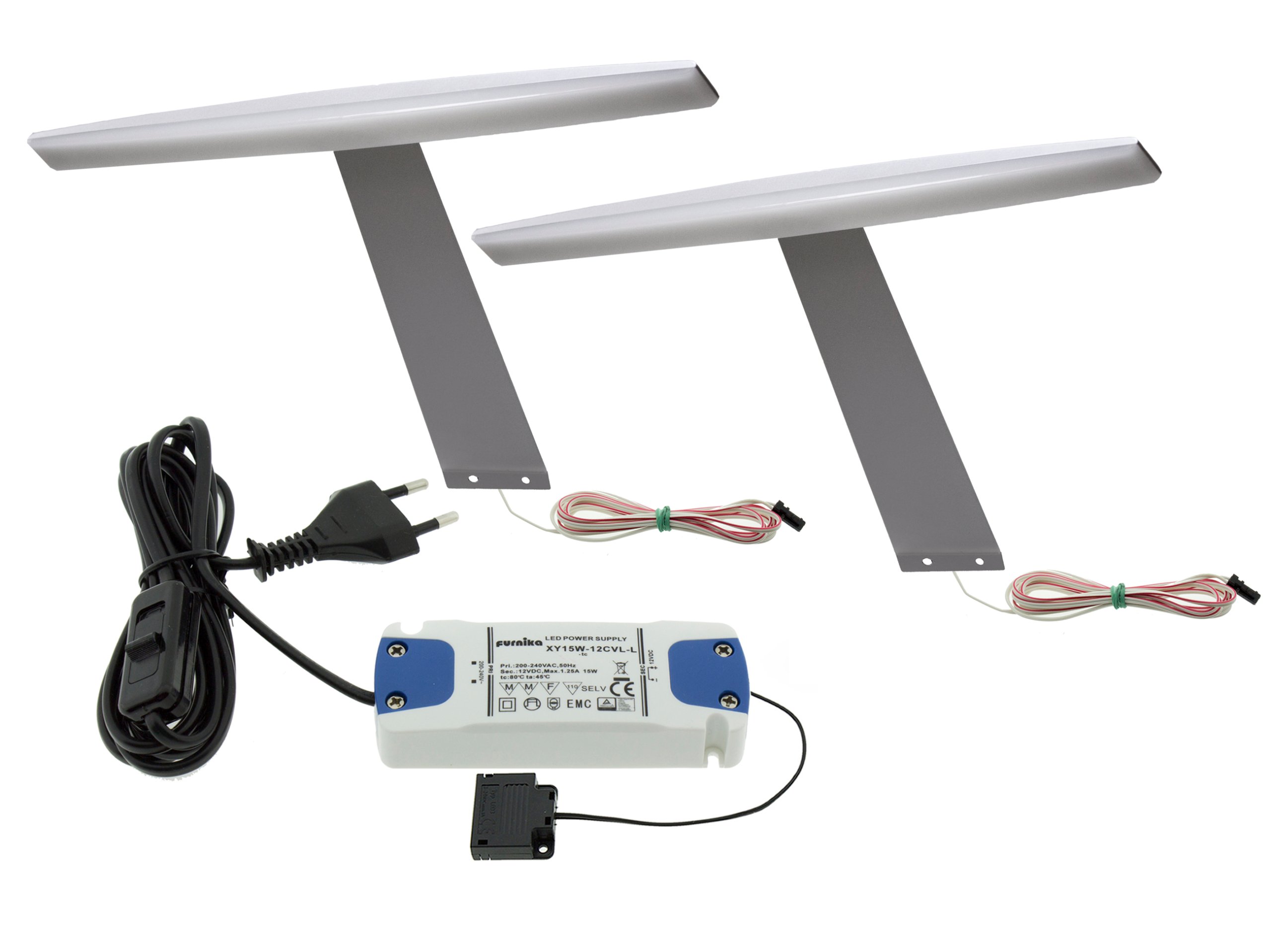 Sada 2 x Led nábytková lampa nad skříňku na výložníku ELIPSA1 napájecí adaptér 12V