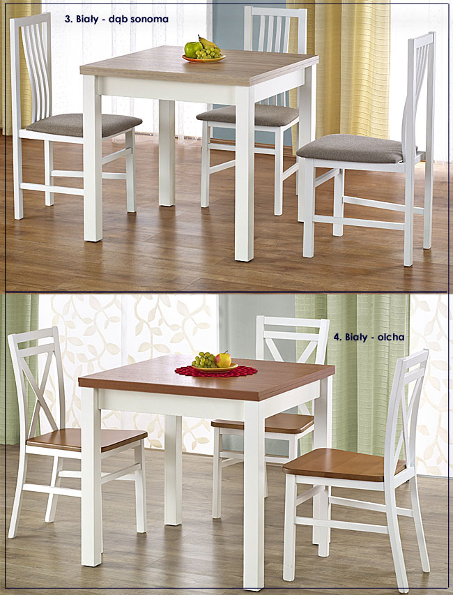 STÓŁ KWADRATOWY 80x80 ROZKŁADANY BIAŁY DAB SONOMA Szerokość mebla 80 cm