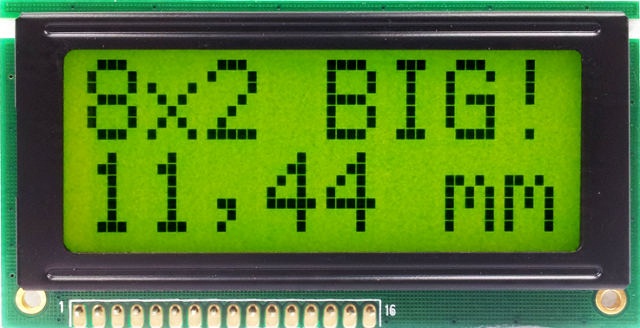 

Art Big! LCD 2x8 [84x44mm] Led (y/g) znak=11,44mm