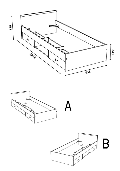 Кровать с двумя выдвижными ящиками схема сборки