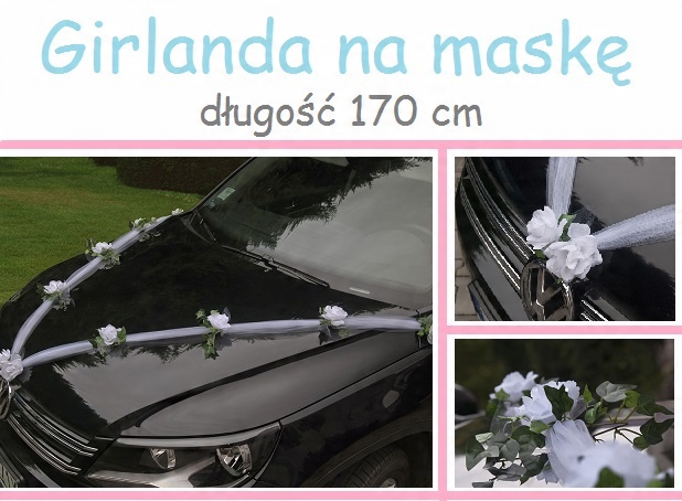 

Dekoracja girlanda na maskę auto samochód do ślubu