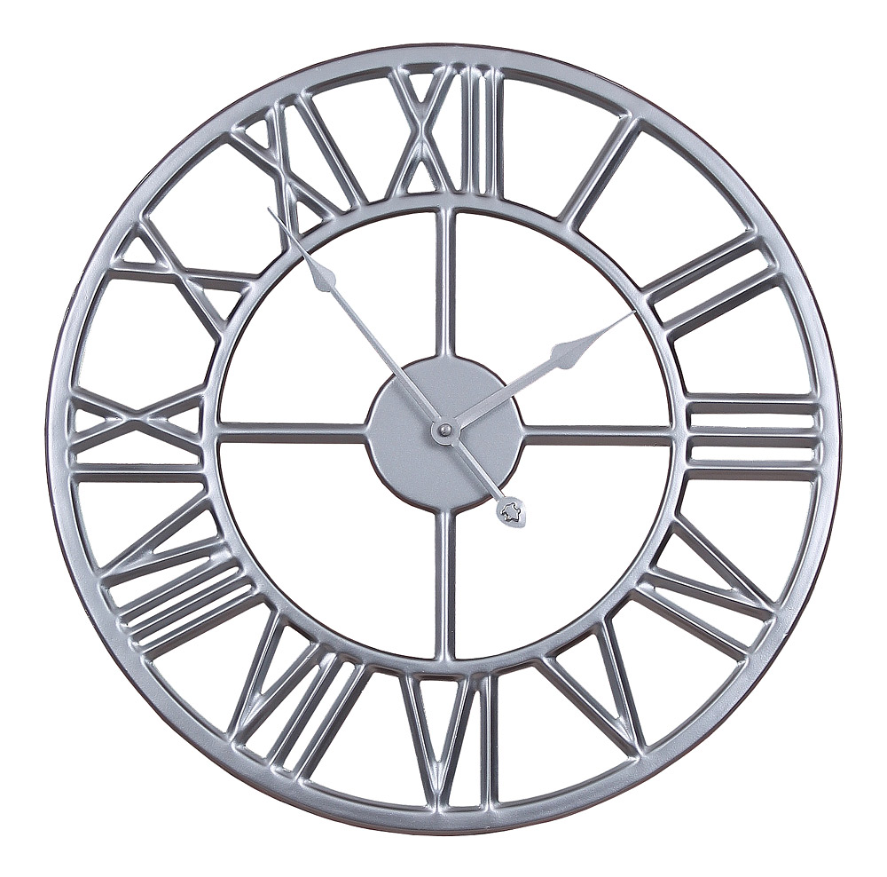 

Zegar ścienny srebrny metalowy loft retro 45cm