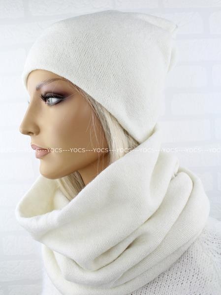 CIEPŁY KOMPLET DAMSKI CZAPKA DAMSKA + KOMIN SZAL Rozmiar uniwersalny