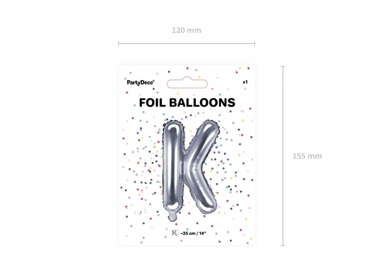 Balon foliowy K srebrny 35cm 1szt FB2M-K-018 Kod producenta FB2M-K-018