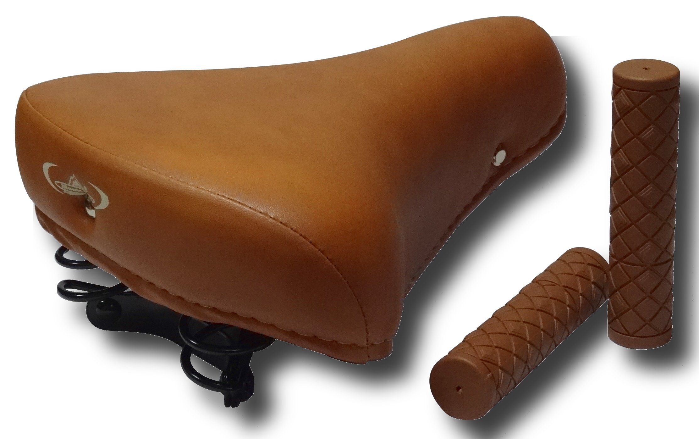 KOMPLET siodełko RETRO + CHWYTY - brązowe POLECAM