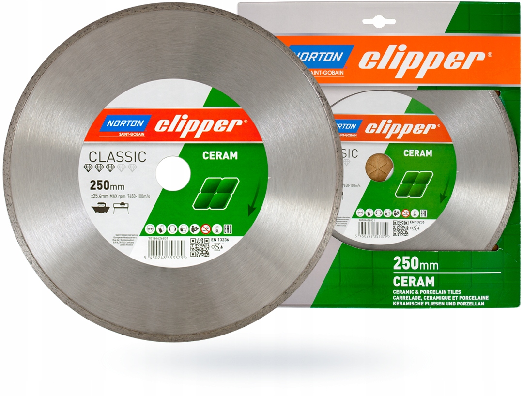 

Tarcza diamentowa 250x25,4mm Clipper Ceram Norton