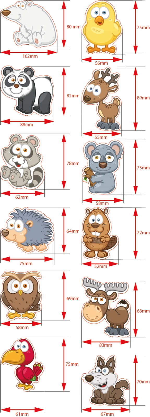 Magnesy na lodówki kształtowe ZWIERZĘTA LEŚNE Kod producenta 0004