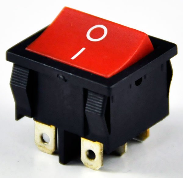 

Przełącznik kołyskowy on-on 6pin/2poz czerwon 28A