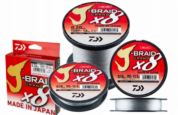 

Daiwa J-Braid Grand X8 Jasno Szara 0,10mm Na Metry
