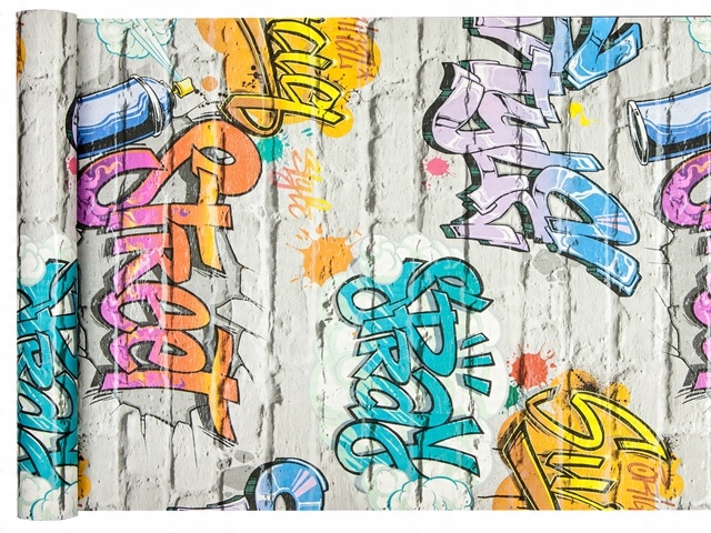 

Tapety młodzieżowe 3D Graffiti na białej cegle
