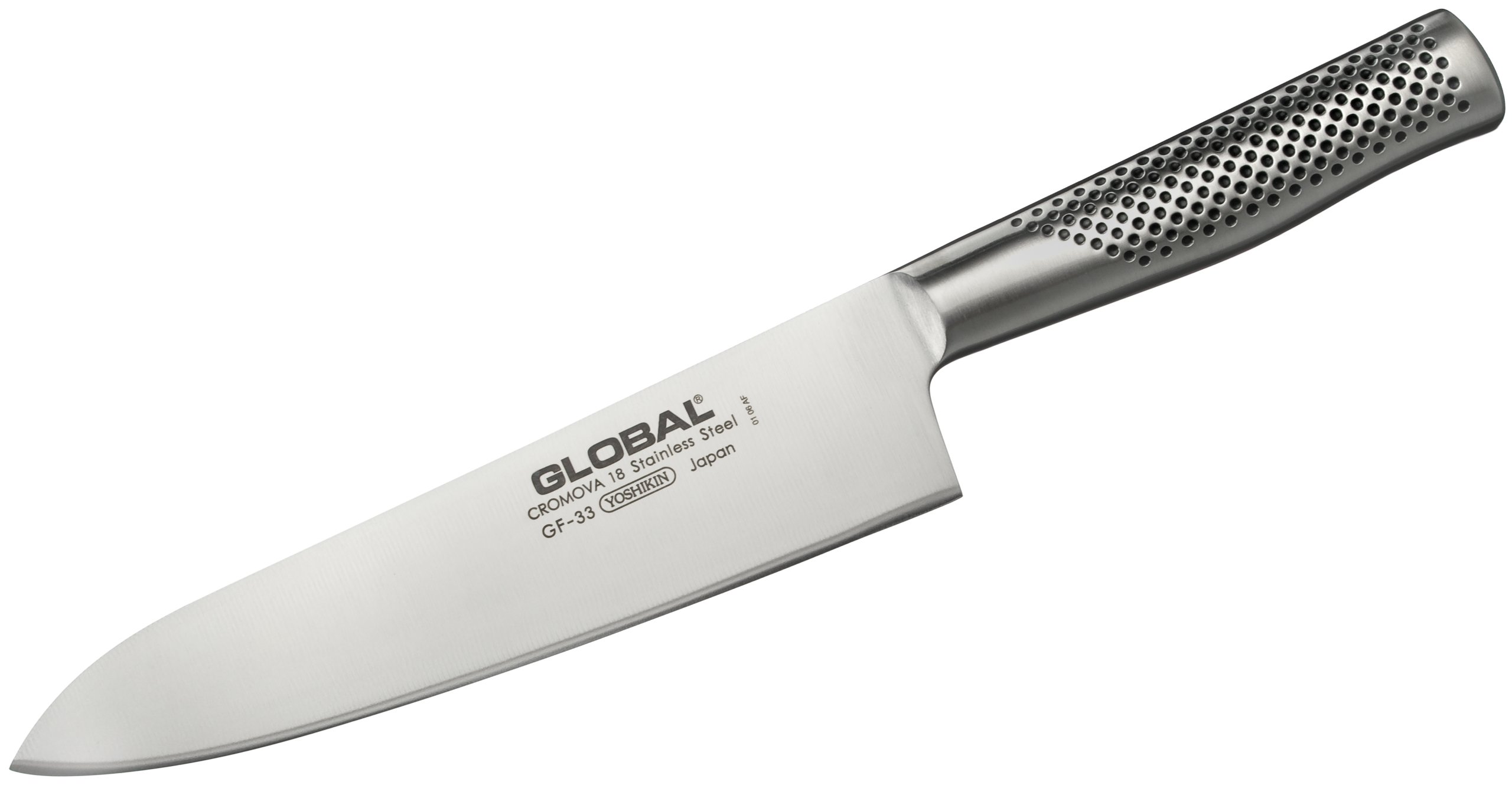 Nôž šéfa Global GF-33 gyuto 21 cm Cromova 18 56-58 Hrc Niigata Japonsko