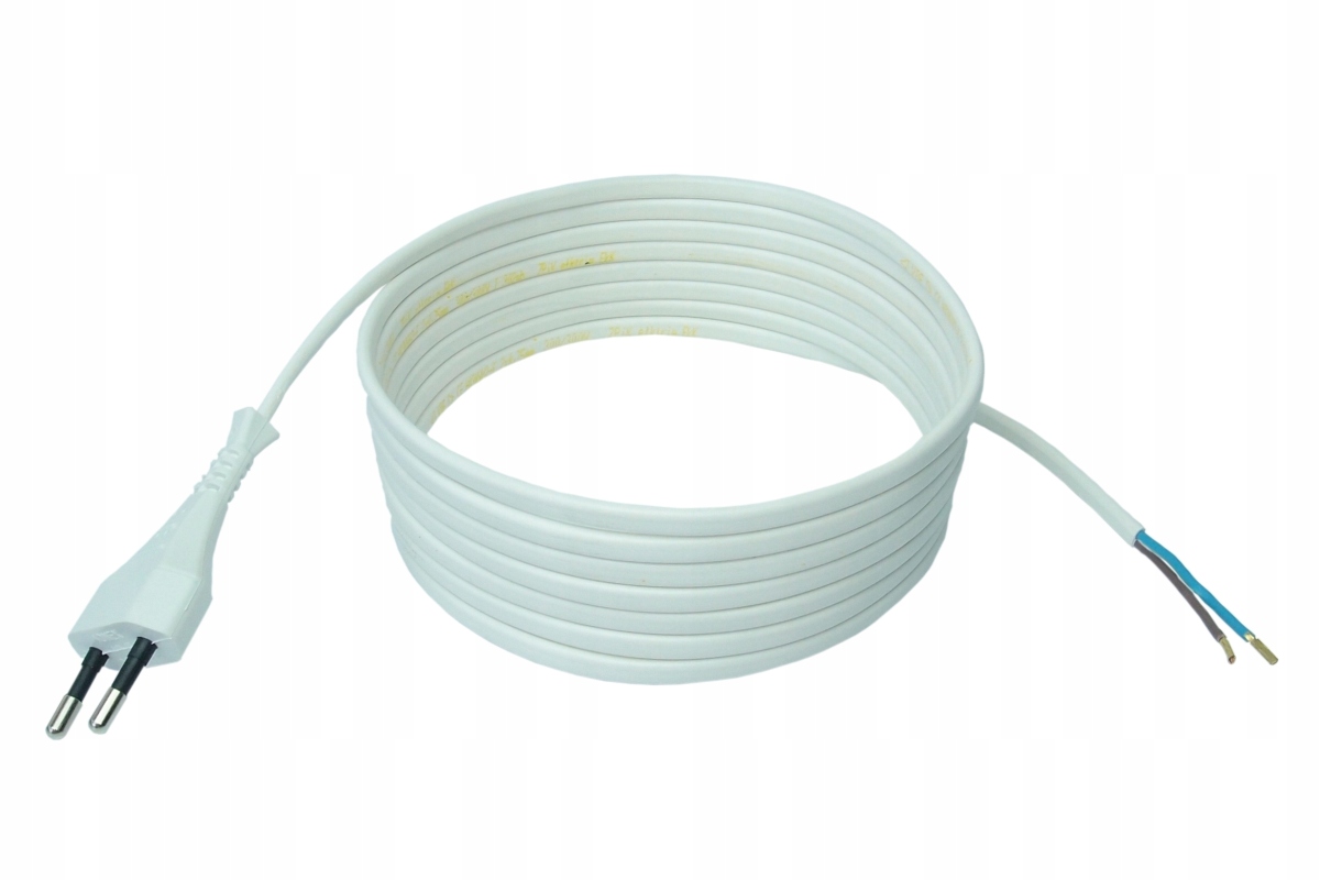 

Przewód kabel z wtyczką płaską 2x0,75 1,5m biały