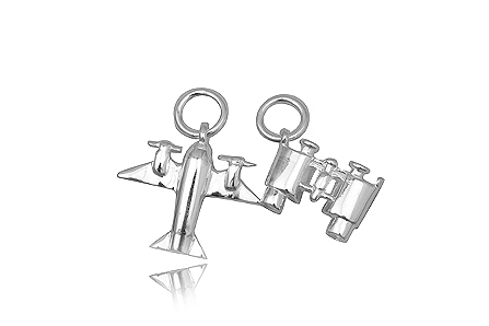 Stříbrný přívěsek Dalekohled a letadlo pro pár