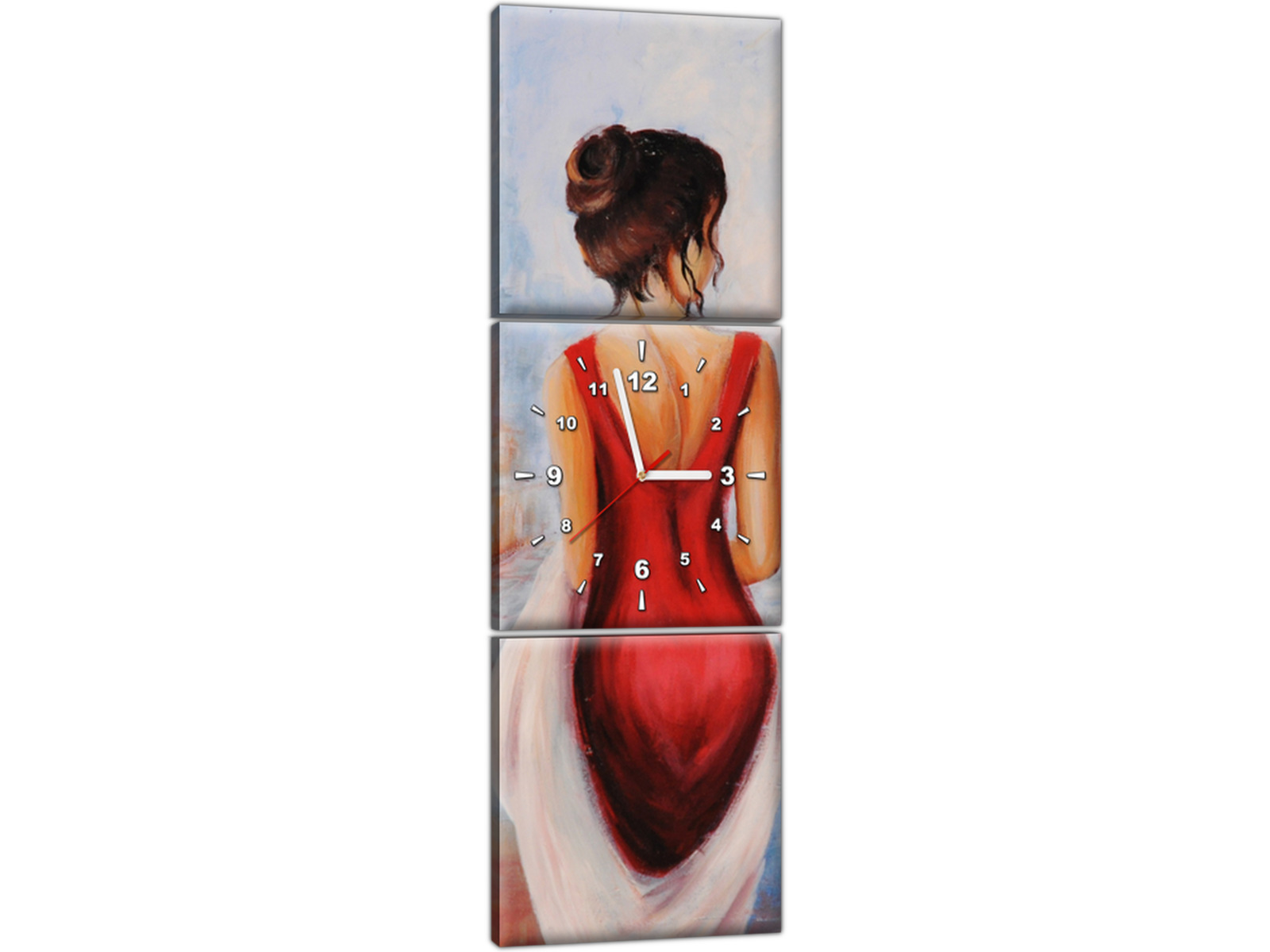 

Stylowy obraz z zegarem na ścianę 30x90 Kobieta