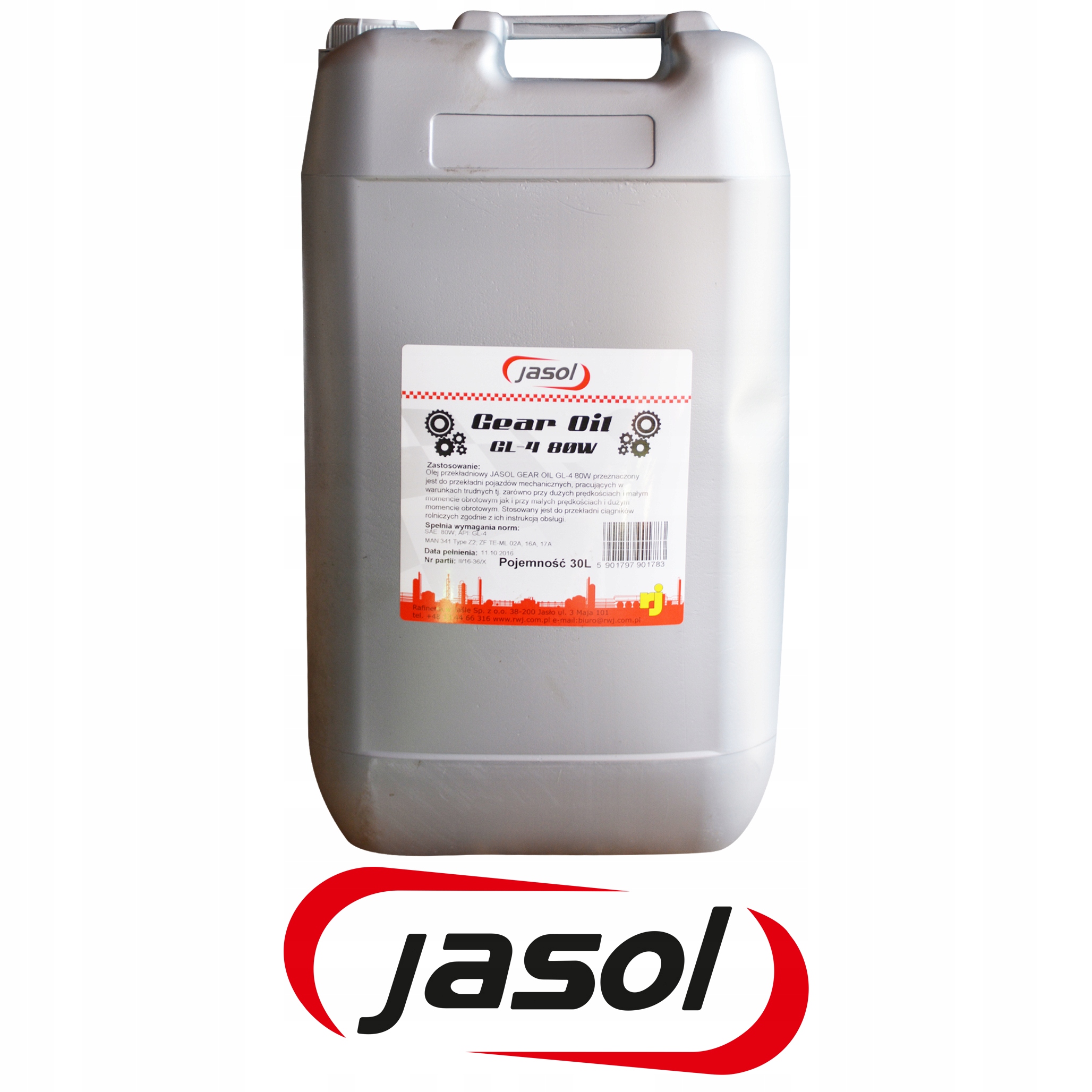 OLEJ PRZEKŁADNIOWY JASOL GL-4 80W - - 30 Litrów Producent Jasol