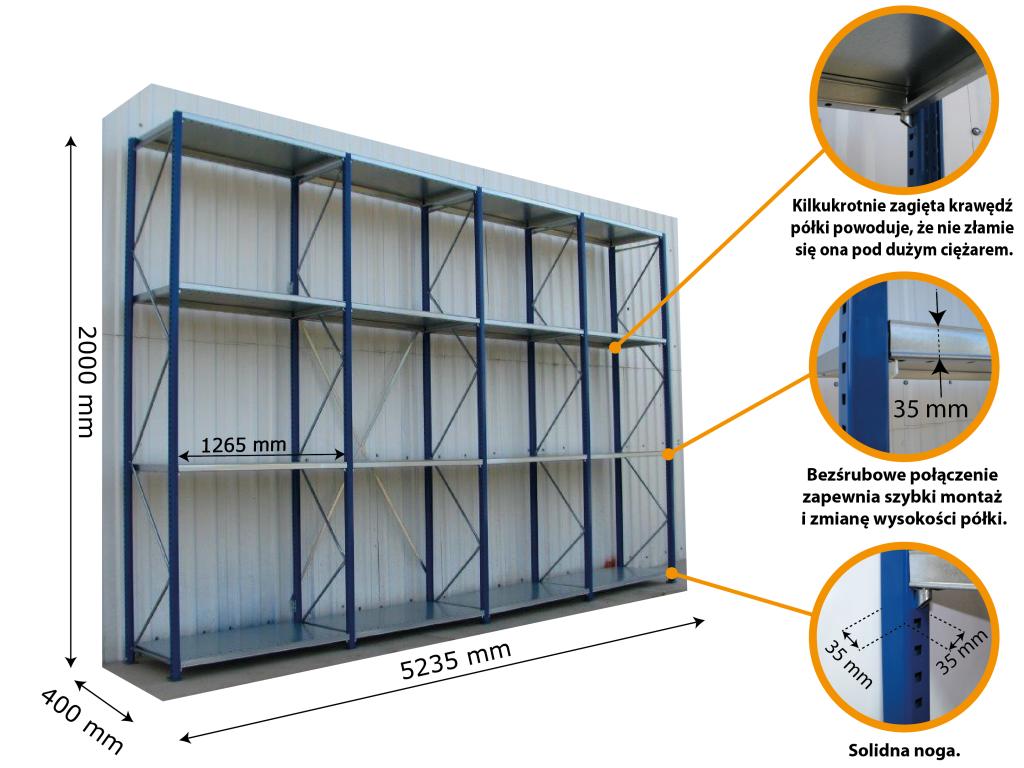 Regaly metalowy magazynowy M3 16 polek MAGAZYN Producent code Regal polkowy m3