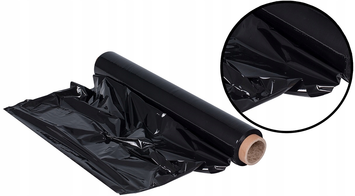 1szt FOLIA STRETCH STRECZ CZARNA 1,50kg Szerokość folii 50 cm