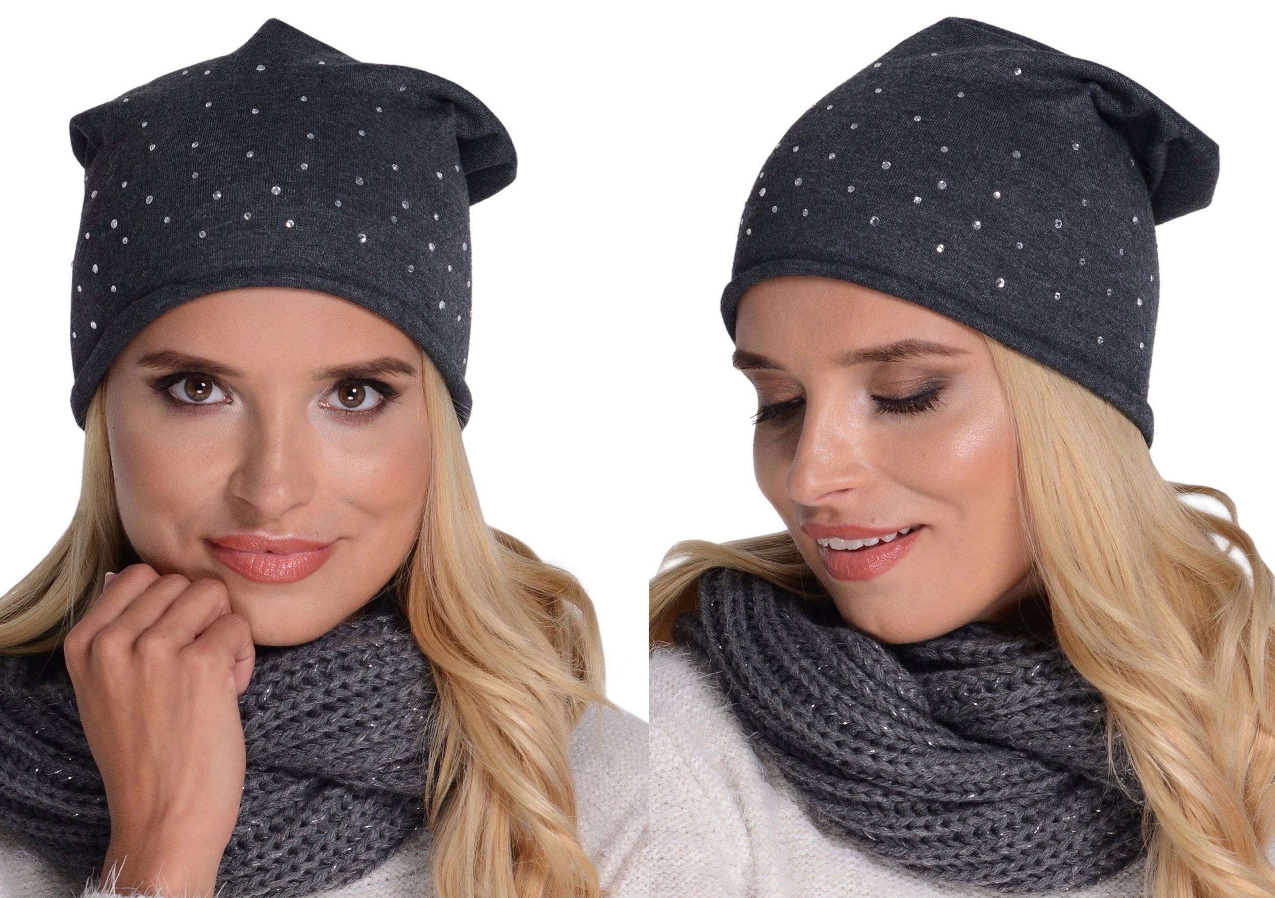 

Bawełniana Czapka smerfetka Beanie cyrkonie