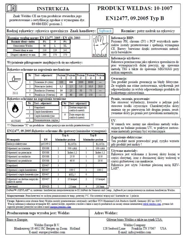 Rękawice SPAWALNICZE TIG soft WELDAS z mankietem L Marka inna