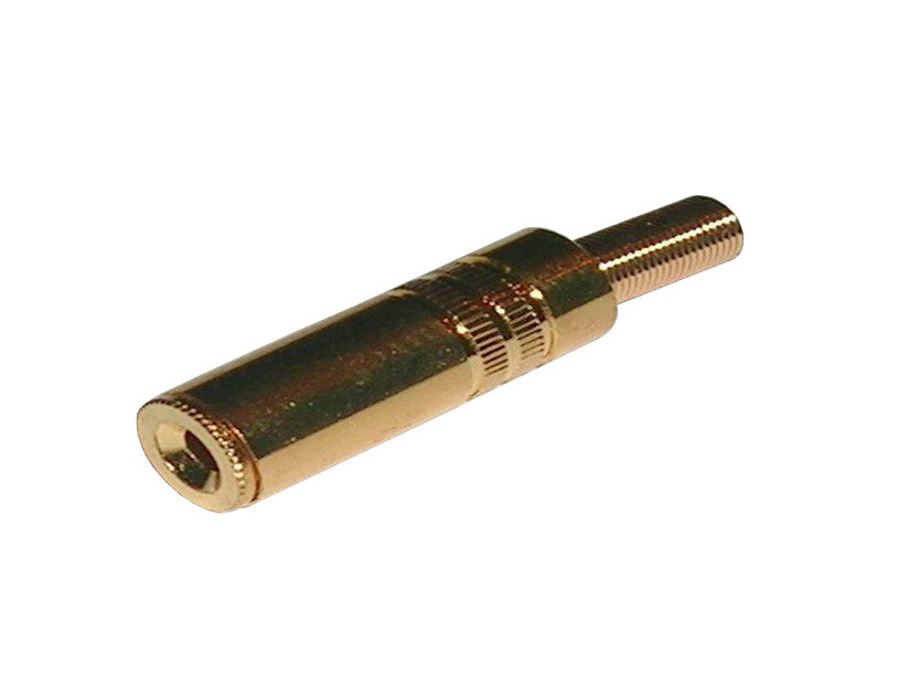 

Wtyk Jack 3,5mm żeński stereo z odgiętką złoty